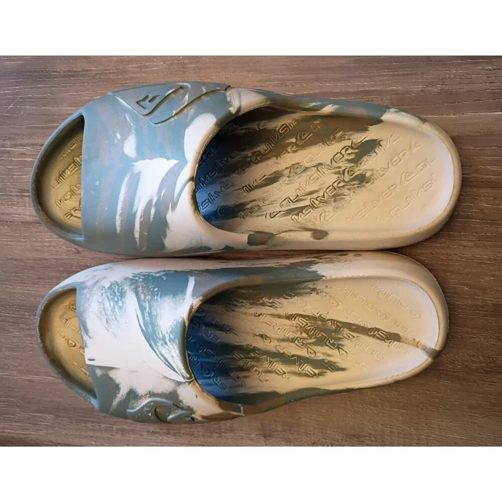 Quiksilver Men’s Camouflage Slide Sandals Slip-On Rubber Upper Logo US 12